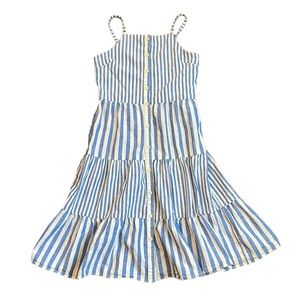 CrewCuts Striped Button Front Sleeveless Tiered Ruffle Dress—Girl’s Size 14